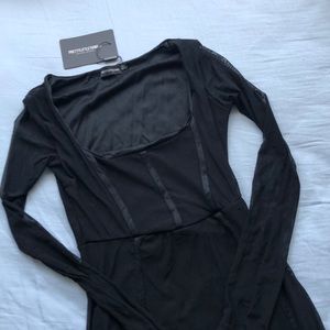 PRETTYLITTLETHING Black Mesh Bodycon Dress
